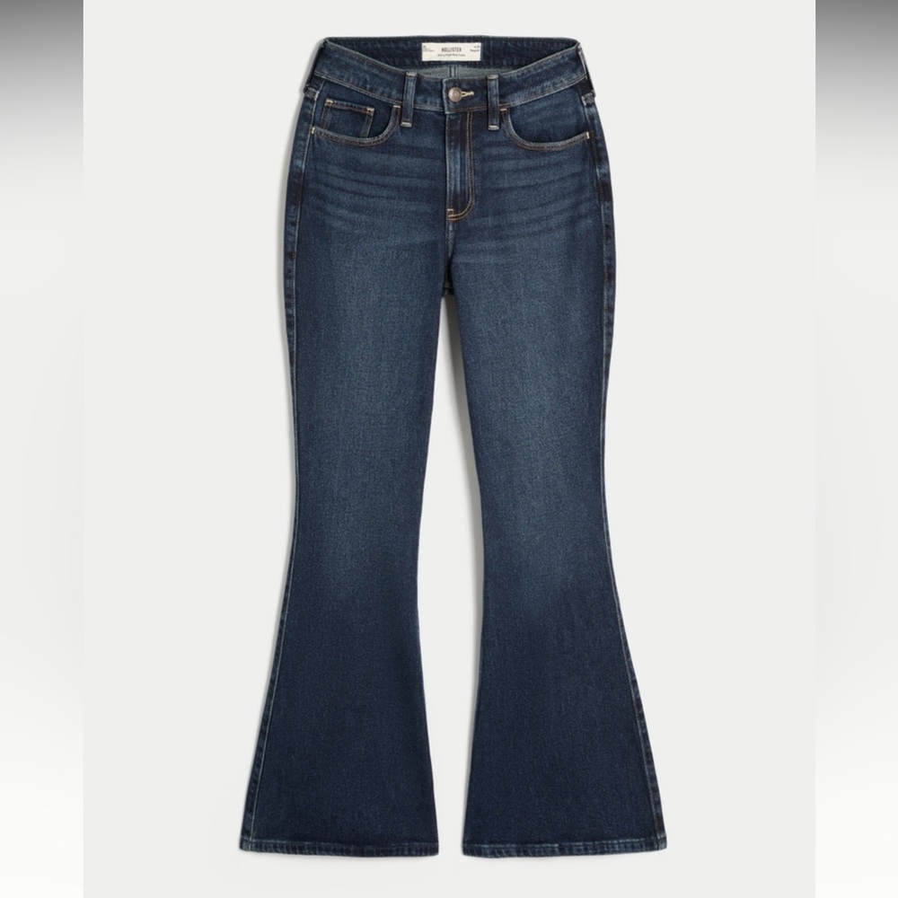 Hollister High-Rise Dark Wash Flare Jeans Regular